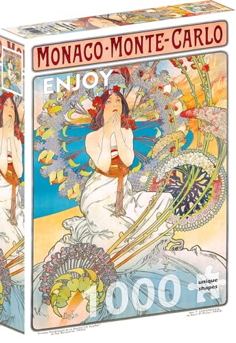 1000 Pieces Jigsaw Puzzle – Matte Finish, Soft Touch, Sturdy and Unique Pieces, Tight Fit, Vivid Colors, Missing Pieces Service – Monaco Monte Carlo – Mucha Art Nouveau Famous Painting by ENJOY Puzzle von Enjoy puzzle