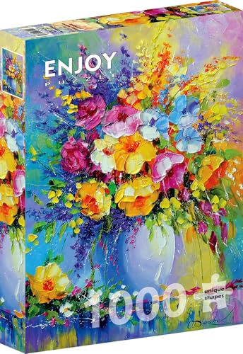 1000 Pieces Jigsaw Puzzle for Adults – Matte Finish, Soft Touch, Sturdy and Unique Pieces, Tight Fit, Vivid Colors, Missing Pieces Service – Wild Summer Flowers in Colorful Bouquet – by ENJOY Puzzle von Enjoy puzzle