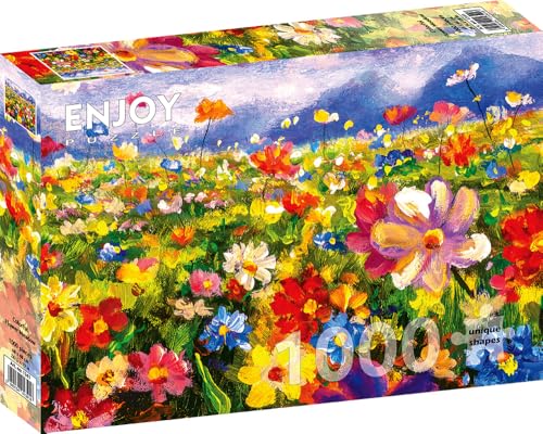 1000 Pieces Jigsaw Puzzle for Adults – Matte Finish, Soft Touch, Sturdy and Unique Pieces, Tight Fit, Vivid Colors, Missing Pieces Service – Painting of Multicolor Wild Flowers Field – by ENJOY Puzzle von Enjoy puzzle