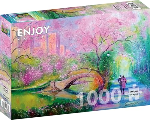 1000 Pieces Jigsaw Puzzle for Adults – Matte Finish, Soft Touch, Sturdy and Unique Pieces, Tight Fit, Vivid Colors, Missing Pieces Service – Couple in Love Walking in Spring City Park by ENJOY Puzzle von Enjoy puzzle