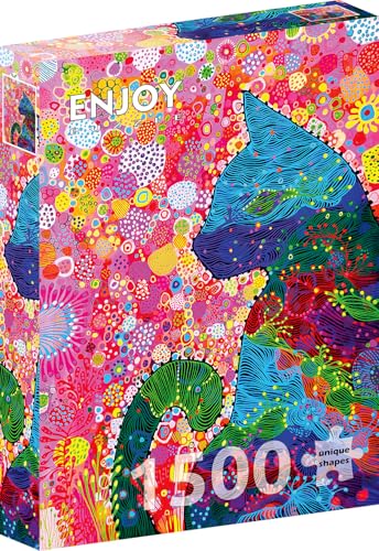 1500 Pieces Jigsaw Puzzle for Adults – Matte Finish, Soft Touch, Sturdy and Unique Pieces, Tight Fit, Vivid Colors, Missing Pieces Service – Whimsical Cat in Blooming Flower Garden – by ENJOY Puzzle von Enjoy puzzle