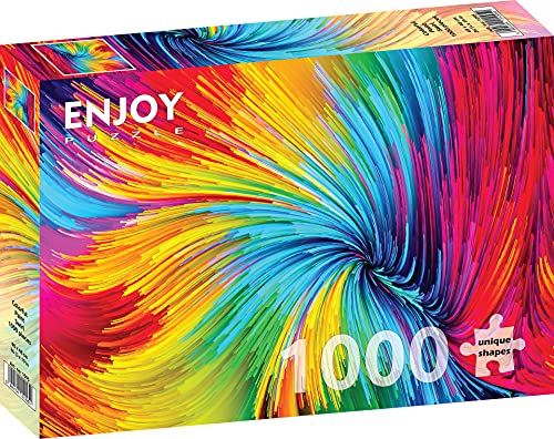 1000 Pieces Jigsaw Puzzle for Adults – Matte Finish, Soft Touch, Sturdy and Unique Pieces, Tight Fit, Vivid Colors, Missing Pieces Service – Rainbow Gradient Abstract Paint Swirl – by ENJOY Puzzle von Enjoy puzzle