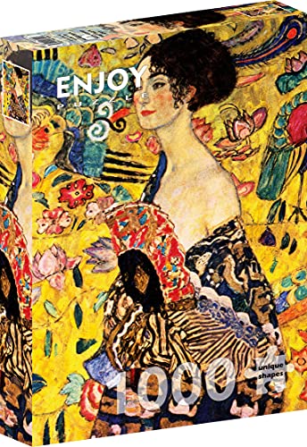 1000 Pieces Jigsaw Puzzle – Matte Finish, Soft Touch, Sturdy and Unique Pieces, Tight Fit, Vivid Colors, Missing Pieces Service – Lady with a Fan – Klimt Famous Art Nouveau Painting – by ENJOY Puzzle von Enjoy puzzle