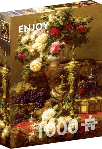 1000 Pieces Jigsaw Puzzle – Matte Finish, Soft Touch, Sturdy and Unique Pieces, Tight Fit, Vivid Colors, Missing Pieces Service – Flowers and Fruit – Robie Famous Still Life Painting – by ENJOY Puzzle von Enjoy puzzle