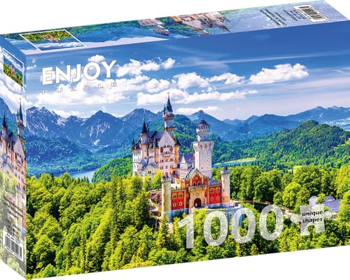 1000 Pieces Jigsaw Puzzle for Adults – Matte Finish, Soft Touch, Sturdy and Unique Pieces, Tight Fit, Vivid Colors, Missing Pieces Service – Neuschwanstein Castle in Summer Landscape – by ENJOY Puzzle von Enjoy puzzle