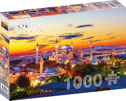 1000 Pieces Jigsaw Puzzle for Adults – Matte Finish, Soft Touch, Sturdy and Unique Pieces, Tight Fit, Vivid Colors, Missing Pieces Service – Istanbul Cityscape with Hagia Sophia Mosque by ENJOY Puzzle von Enjoy puzzle