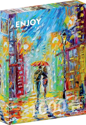 1000 Pieces Jigsaw Puzzle for Adults – Matte Finish, Soft Touch, Sturdy and Unique Pieces, Tight Fit, Vivid Colors, Missing Pieces Service – Couple in Love Walking in The Rainy City – by ENJOY Puzzle von Enjoy puzzle