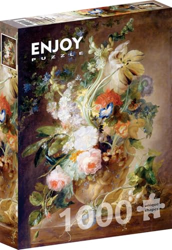 1000 Pieces Jigsaw Puzzle – Matte Finish, Soft Touch, Sturdy and Unique Pieces, Tight Fit, Vivid Colors, Missing Pieces Service – Still Life with Flowers – Huysum Famous Painting – by ENJOY Puzzle von Enjoy puzzle