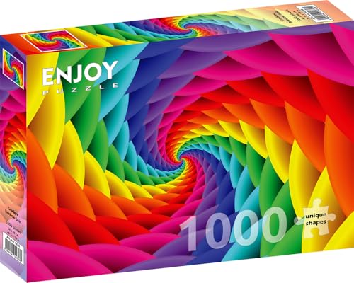 1000 Pieces Jigsaw Puzzle for Adults – Matte Finish, Soft Touch, Sturdy and Unique Pieces, Tight Fit, Vivid Colors, Missing Pieces Service – Rainbow Gradient Geometric Spiral Swirl – by ENJOY Puzzle von Enjoy puzzle