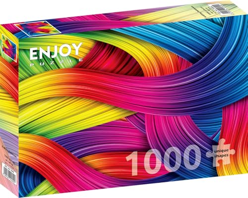 1000 Pieces Jigsaw Puzzle for Adults – Matte Finish, Soft Touch, Sturdy and Unique Pieces, Tight Fit, Vivid Colors, Missing Pieces Service – Multicolor Rainbow Gradient Knitting Yarn – by ENJOY Puzzle von Enjoy puzzle