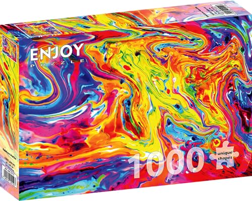 1000 Pieces Jigsaw Puzzle for Adults – Matte Finish, Soft Touch, Sturdy and Unique Pieces, Tight Fit, Vivid Colors, Missing Pieces Service – Multicolor Oil Paint Gradient Splashes – by ENJOY Puzzle von Enjoy puzzle