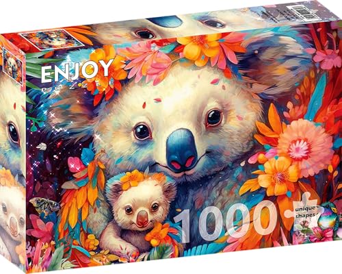 1000 Pieces Jigsaw Puzzle for Adults – Matte Finish, Soft Touch, Sturdy and Unique Pieces, Tight Fit, Vivid Colors, Missing Pieces Service – Koala Bears Family Portrait with Flowers – by ENJOY Puzzle von Enjoy puzzle