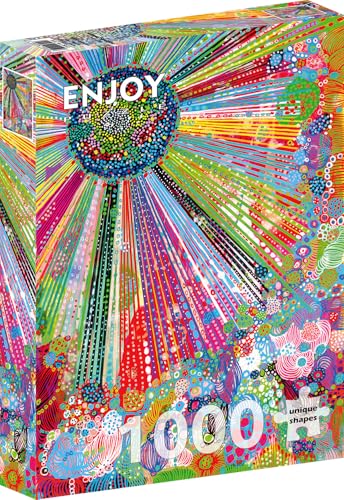 1000 Pieces Jigsaw Puzzle for Adults – Matte Finish, Soft Touch, Sturdy and Unique Pieces, Tight Fit, Vivid Colors, Missing Pieces Service – Sunny Summer Whimsical Neon Flower Garden – by ENJOY Puzzle von Enjoy puzzle