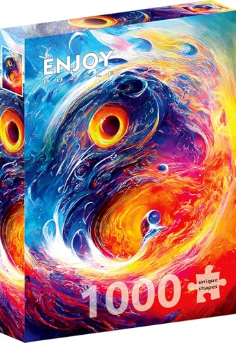 1000 Pieces Jigsaw Puzzle – Matte Finish, Soft Touch, Sturdy and Unique Pieces, Tight Fit, Vivid Colors, Missing Pieces Service – Water Fire Yin Yang in Abstract Spiritual Illustration by ENJOY Puzzle von Enjoy puzzle