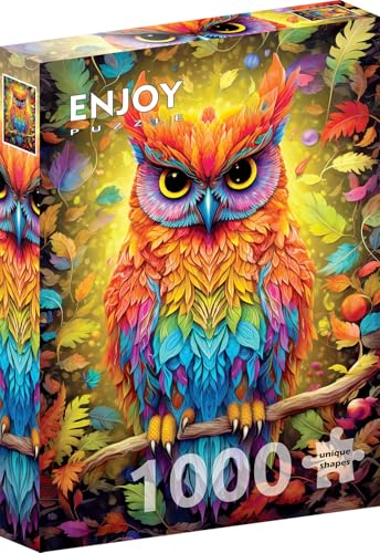 1000 Pieces Jigsaw Puzzle for Adults – Matte Finish, Soft Touch, Sturdy and Unique Pieces, Tight Fit, Vivid Colors, Missing Pieces Service – Rainbow Forest Owl in Autumn Leaves Tree – by ENJOY Puzzle von Enjoy puzzle