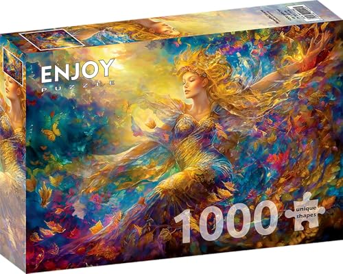 1000 Pieces Jigsaw Puzzle – Matte Finish, Soft Touch, Sturdy and Unique Pieces, Tight Fit, Vivid Colors, Missing Pieces Service – Magical Woman Fantasy Fairy of Autumn and Leaves – by ENJOY Puzzle von Enjoy puzzle