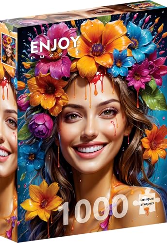 1000 Pieces Jigsaw Puzzle for Adults – Matte Finish, Soft Touch, Sturdy and Unique Pieces, Tight Fit, Vivid Colors, Missing Pieces Service – Beautiful Woman Portrait with Flowers Crown by ENJOY Puzzle von Enjoy puzzle