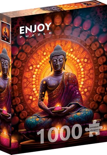 1000 Pieces Jigsaw Puzzle – Matte Finish, Soft Touch, Sturdy and Unique Pieces, Tight Fit, Vivid Colors, Missing Pieces Service – Spiritual Buddha in Peace Meditation Illustration – by ENJOY Puzzle von Enjoy puzzle