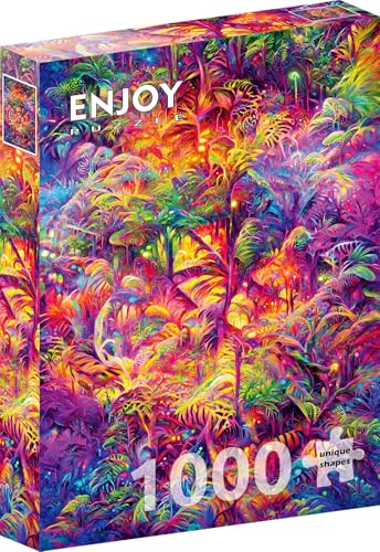 1000 Pieces Jigsaw Puzzle – Matte Finish, Soft Touch, Sturdy and Unique Pieces, Tight Fit, Vivid Colors, Missing Pieces Service – Tropical Rain Forest with Colorful Jungle Tapestry – by ENJOY Puzzle von Enjoy puzzle