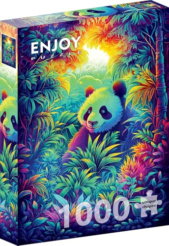 1000 Pieces Jigsaw Puzzle for Adults – Matte Finish, Soft Touch, Sturdy and Unique Pieces, Tight Fit, Vivid Colors, Missing Pieces Service – Cute Panda Bear in Wild Forest Illustration by ENJOY Puzzle von Enjoy puzzle