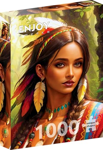 1000 Pieces Jigsaw Puzzle for Adults – Matte Finish, Soft Touch, Sturdy and Unique Pieces, Tight Fit, Vivid Colors, Missing Pieces Service – Beautiful Native Woman Traditional Portrait by ENJOY Puzzle von Enjoy puzzle