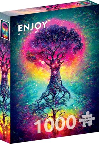 1000 Pieces Jigsaw Puzzle for Adults – Matte Finish, Soft Touch, Sturdy and Unique Pieces, Tight Fit, Vivid Colors, Missing Pieces Service – Magical Rainbow Tree in Space Illustration by ENJOY Puzzle von Enjoy puzzle