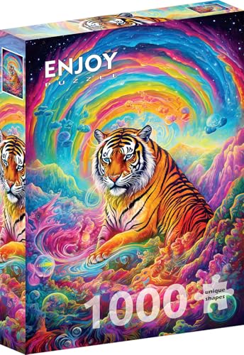 1000 Pieces Jigsaw Puzzle – Matte Finish, Soft Touch, Sturdy and Unique Pieces, Tight Fit, Vivid Colors, Missing Pieces Service – Magical Wild Tiger in Fantasy Nature Illustration – by ENJOY Puzzle von Enjoy puzzle