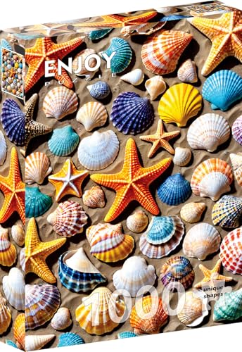 1000 Pieces Jigsaw Puzzle for Adults – Matte Finish, Soft Touch, Sturdy and Unique Pieces, Tight Fit, Vivid Colors, Missing Pieces Service – Sea Shell and Starfish Collage on the Beach by ENJOY Puzzle von Enjoy puzzle