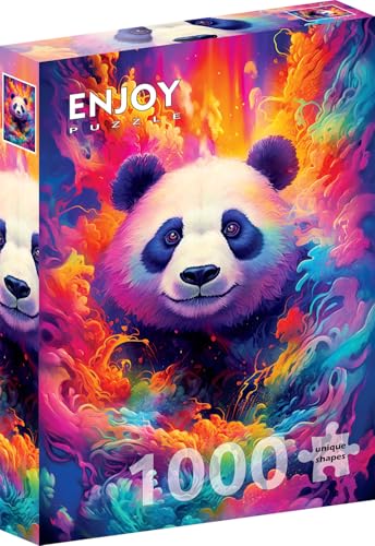 1000 Pieces Jigsaw Puzzle for Adults – Matte Finish, Soft Touch, Sturdy and Unique Pieces, Tight Fit, Vivid Colors, Missing Pieces Service – Panda Bear Fantasy Colorful Space Portrait by ENJOY Puzzle von Enjoy puzzle