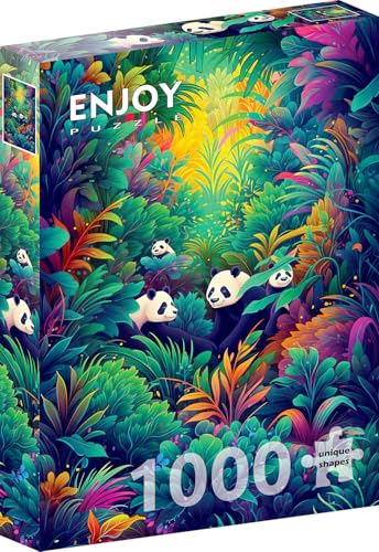 1000 Pieces Jigsaw Puzzle for Adults – Matte Finish, Soft Touch, Sturdy and Unique Pieces, Tight Fit, Vivid Colors, Missing Pieces Service – Panda Bear Family in Wild Forest Retreat – by ENJOY Puzzle von Enjoy puzzle