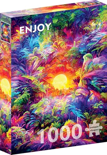 1000 Pieces Jigsaw Puzzle – Matte Finish, Soft Touch, Sturdy and Unique Pieces, Tight Fit, Vivid Colors, Missing Pieces Service – Tropical Rain Forest at Sunset Jungle Landscape – by ENJOY Puzzle von Enjoy puzzle