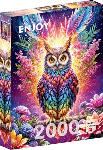 2000 Pieces Jigsaw Puzzle for Adults – Matte Finish, Soft Touch, Sturdy and Unique Pieces, Tight Fit, Vivid Colors, Missing Pieces Service – Magical Owl in Floral Fantasy Illustration by ENJOY Puzzle von Enjoy puzzle