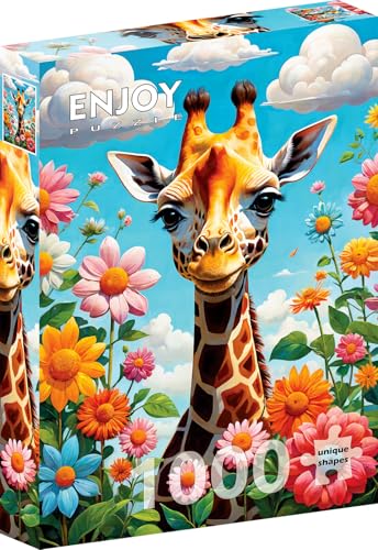 1000 Pieces Jigsaw Puzzle for Adults – Matte Finish, Soft Touch, Sturdy and Unique Pieces, Tight Fit, Vivid Colors, Missing Pieces Service – Cute Giraffe in Flower Illustration – by ENJOY Puzzle von Enjoy puzzle