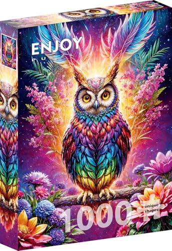 1000 Pieces Jigsaw Puzzle for Adults – Matte Finish, Soft Touch, Sturdy and Unique Pieces, Tight Fit, Vivid Colors, Missing Pieces Service – Magical Owl in Floral Fantasy Illustration by ENJOY Puzzle von Enjoy puzzle