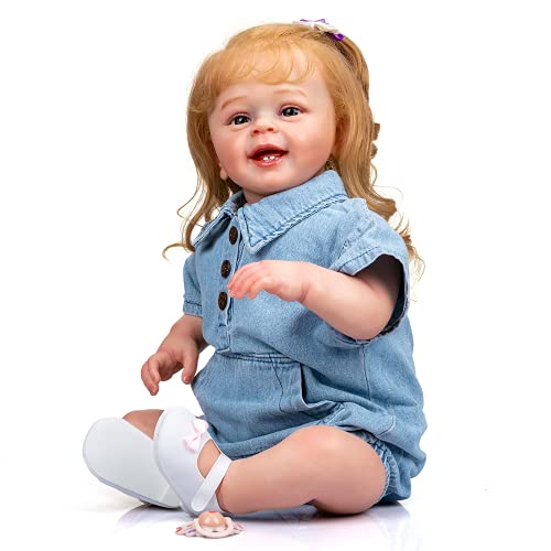 Enjoy with Love 60CM Reborn Cute Girl YANNIK Version Puppe mit verwurzeltem Haar Kleinkind Beliebte Weiche Kuschelkörper Hochwertige Puppe von Enjoy with Love