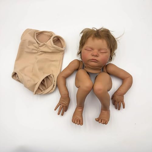 Enjoy with Love Neue 19inch Reborn Puppe Kit Dunkelbraun Haut Laura lackierte Puppe Kit Unfinished Puppe Teile mit Hand Wurzelhaar Lebensechte Puppe von Enjoy with Love