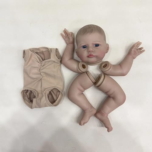 Enjoy with Love Neue 19inch Reborn Puppe Kit Heron bemalte Puppe Kit Unfinished Puppe Teile mit Hand Wurzelhaar Dunkle Haut Lebensechte Puppe von Enjoy with Love