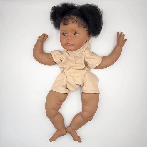 Enjoy with Love Neue 24inch African American Wildleder Lifelike Unfinished Reborn Doll Kit lackierte Kit Puppenteile mit Handwurzel Haar von Enjoy with Love