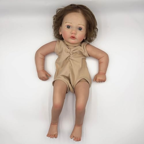 Enjoy with Love Neue 24inch Ayana Lifelike Unfinished Reborn Doll Kit bemalt Doll Kit Puppenteile mit lockigem braunem Haar von Enjoy with Love