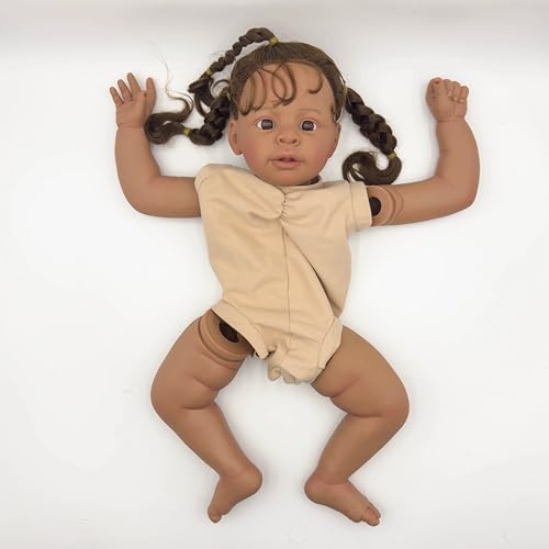 Enjoy with Love Neue 24inch Jaylan Lifelike Unfinished Reborn Doll Kit bemalte Doll Kit Puppenteile mit Langen braunen lockigen Haaren von Enjoy with Love