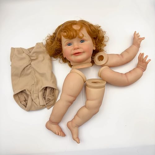 Enjoy with Love Neue 24inch Zoe Lifelike Unfinished Reborn Puppe Kit gemalt DIY Spielzeug Puppe Teile mit lockigen braunen Haaren von Enjoy with Love