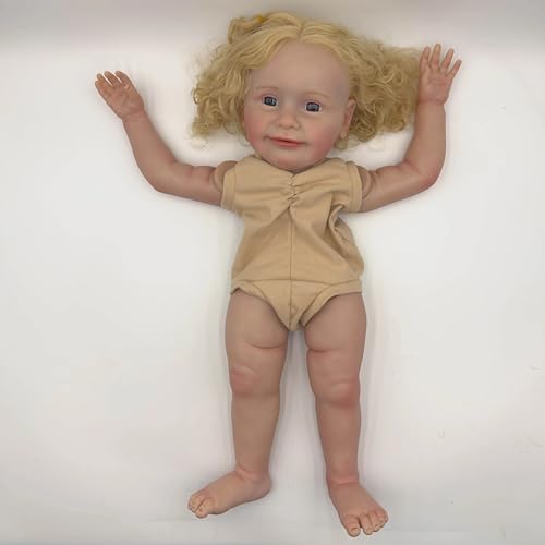 Enjoy with Love Neue 24inch zoe Lifelike Unfinished Reborn Doll Kit bemalte DIY Spielzeug Puppe Teile mit lockigem blondem Haar von Enjoy with Love