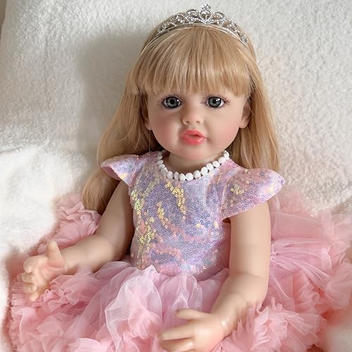 Enjoy with Love Neue 55CM Full Body Prinzessin Betty Silikon Soft Touch Reborn Kleinkind Lifelike Hand Verwurzelte Perücke Haar Geschenke für Kinder von Enjoy with Love