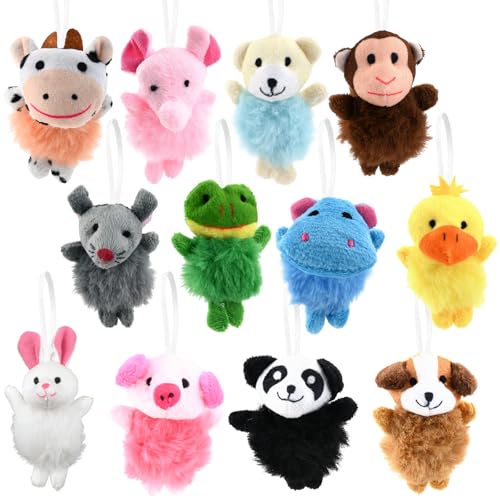 12 PCs Mini Animal Plüsch Spielzeugset,Zufällige Farbgefüllte Tiere für Kinder Mädchen Jungen kleine Tiere Plüschpuppe für Partybevorzugungen,Klassenzimmerpreise,Kindergeschenk von Enjoyaa