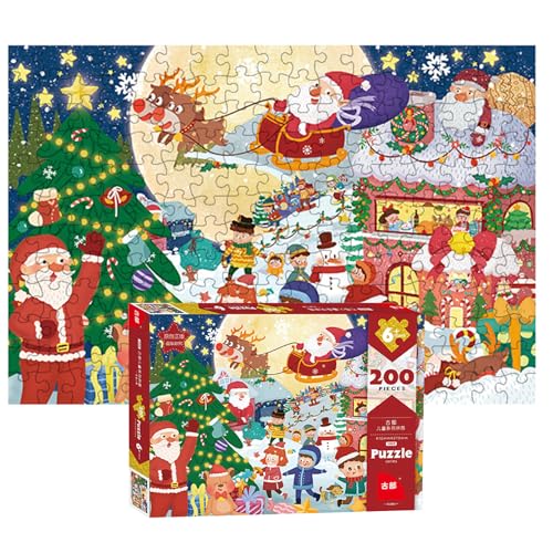 200 Teile Puzzle Puzzle für Erwachsene Kinderpuzzle Weihnachts Cartoon Stadt Puzzle für Kinder Lernpuzzle Spielzeug Impossible Puzzle für Erwachsene Kinder Weihnachten Geburtstags Geschenk (Rot) von Enjoyaa