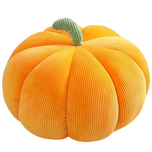 Enjoyaa Halloween Thanksgiving Kürbis Wurfkissen,Gefüllte Kürbis Plüsch Puppe,Gestreiftes Plüsch Gefülltes Kürbis Plüschspielzeug für Home Dekoration,Partybevorzugungen,18 cm (Orange) von Enjoyaa