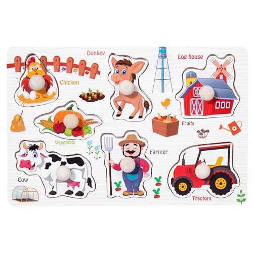 Holzform Puzzles Montessori Spielzeug Puzzle Kinder Holzpuzzle Kleinkinder Spielset Montessori Holzspielzeug Kinder Steckpuzzle Spielzeug Lernspielzeug für 1-4 jährige Jungen und Mädchen (Typ A) von Enjoyaa