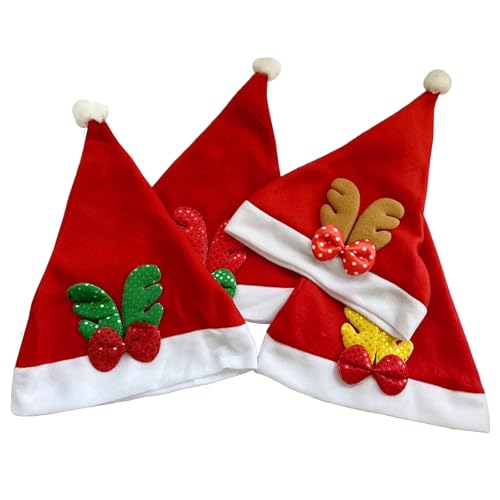 Weihnachtsmütze, 4 Stück Weihnachtsmützen Weihnachtsparty Kostüm Hüte Weihnachtsmann Kostüm Weihnachtsmann Verkleidung, Rote Weihnachtsmannmütze für Weihnachtsfeier, 2 Größen zur Auswahl (Adult) von Enjoyaa