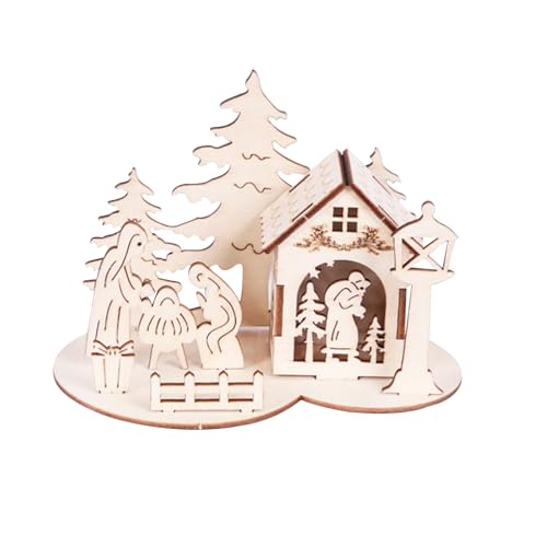 Weihnachtspuzzle, Weihnachtspuzzle aus Holz als Geschenk für Kinder und Erwachsene, Weihnachts-Familienpuzzle aus Holz mit Weihnachtsbaumhaus-Muster Spielzeug von Enjoyaa