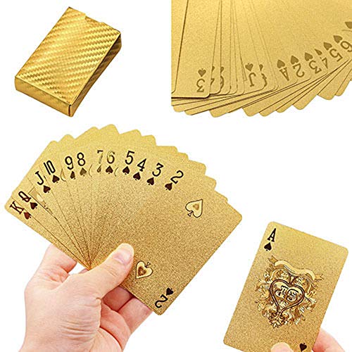 Enjoyer Goldene Spielkarten Deck Gold Silber Folie Poker Set Magic Card 24K Gold Plastikfolie Poker Langlebig Wasserdicht Karten Geschenk (#3) von Enjoyer